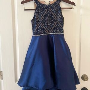 Xtraordinary Navy and Gold Kids Formal Dress
